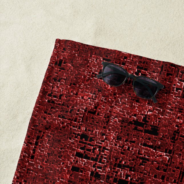 Toalha De Praia Quadrados pequenos vermelhos sobrepostos empapados (In Situ)