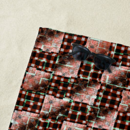 Toalha De Praia Quadrados vermelhos submetidos a mosaico estranho