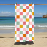 Toalha De Praia Quadro de verificação de multicores do Boho<br><div class="desc">Design sua toalha de praia personalizada em qualquer combinação de cores. Use as ferramentas de design para alterar as cores do padrão de verificação de retrorreflectores de tendências e adicione seu próprio texto para incluir um nome, um texto inicial de monograma ou outro texto especial. Todo produto é feito para...</div>
