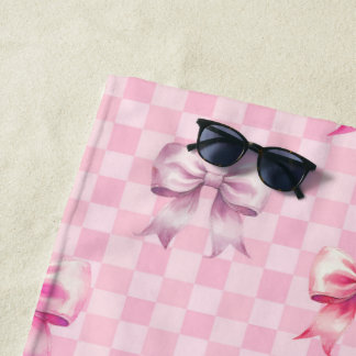 Toalha De Praia Quadro de verificação do Arco Coquette rosa