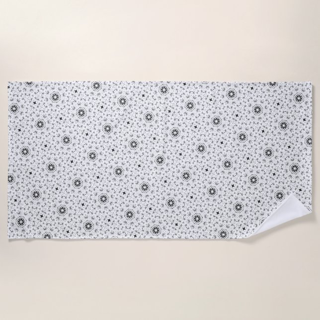 Toalha De Praia rabisco de abstrato do Maacah001 B&W (Frente)