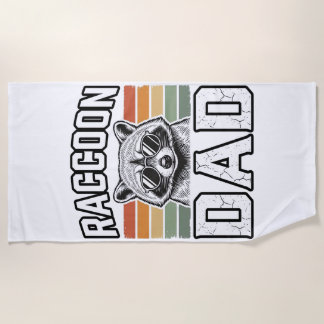 Toalha De Praia Raccoon Dad Vintage Engraving Retro Vector Design_