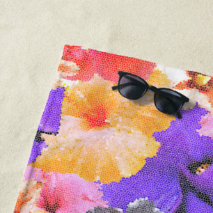Toalha De Praia "Radiância no Bloom: Hibiscus em Vidro Estreito