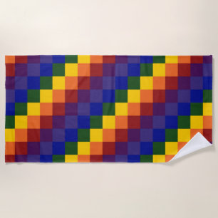 Toalha De Praia Rainbow Checkered Pattern Beach Towel