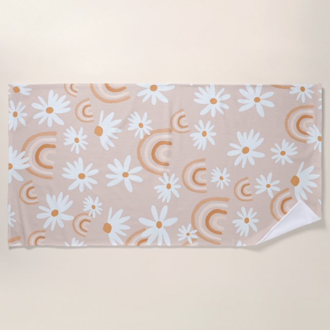 Toalha De Praia Rainbow Daisy Dream #2 #dreamy #wall #art (Frente)