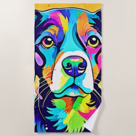 Toalha De Praia Rainbow Dog Portrait Design
