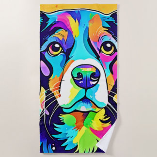 Toalha De Praia Rainbow Dog Portrait Design