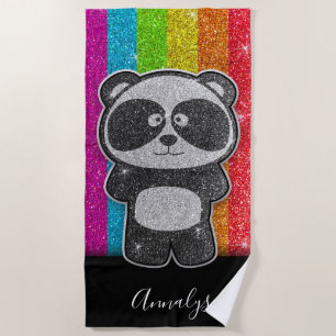 Toalha De Praia Rainbow Glitter Panda Orgulho gay Flag Sparkles