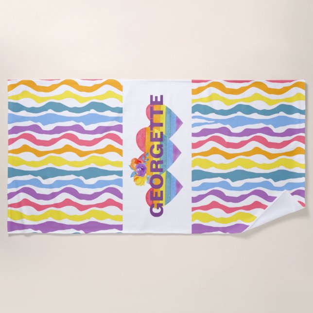 Toalha De Praia Rainbow Heart Beach Towel Personalizado (Frente)