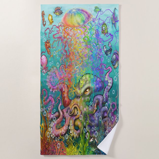 Toalha De Praia Rainbow Jellyfish Beach Towel (Frente)