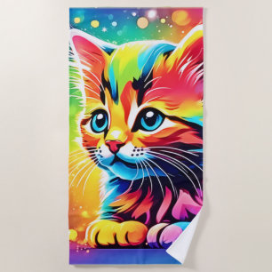 Toalha De Praia Rainbow Kitten Dream
