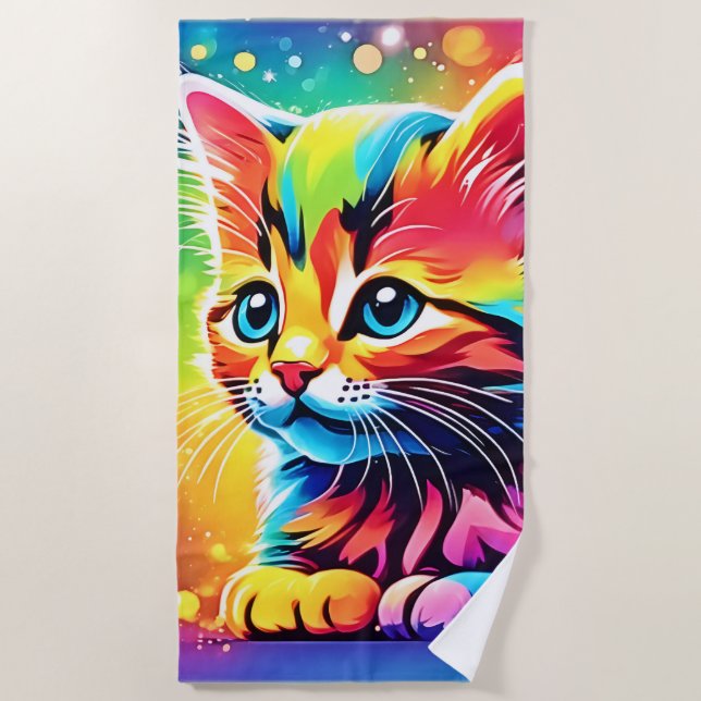 Toalha De Praia Rainbow Kitten Dream (Frente)