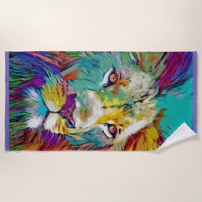 Toalha De Praia Rainbow lion Beach Towel (Frente)