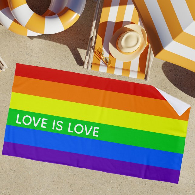 Toalha De Praia Rainbow Love é Love Orgulho gay LGBTQ Beauful (Criador carregado)