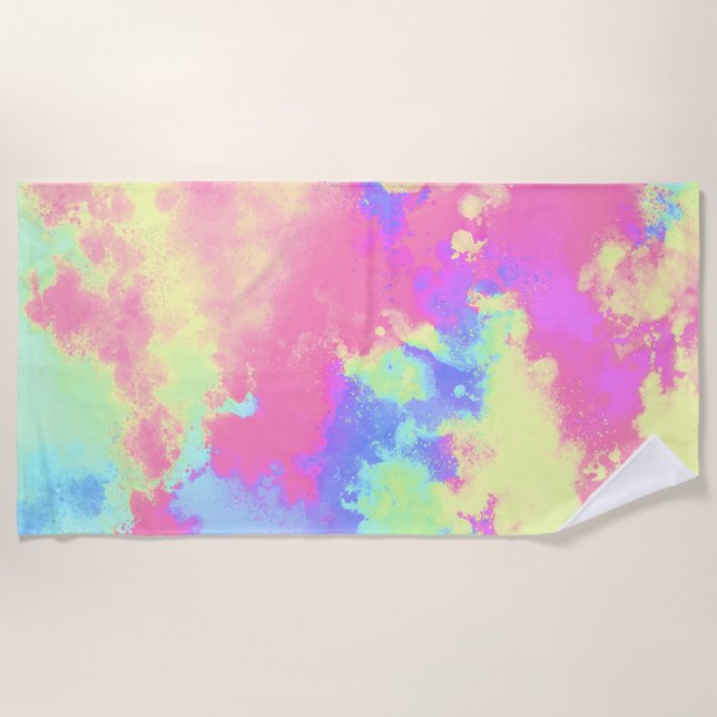 Toalha De Praia Rainbow Paint Splatter (Frente)