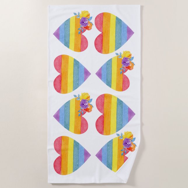 Toalha De Praia Rainbow Pride Love Beach Towel (Frente)
