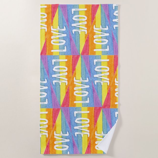 Toalha De Praia Rainbow Pride Love Beach Towel (Frente)