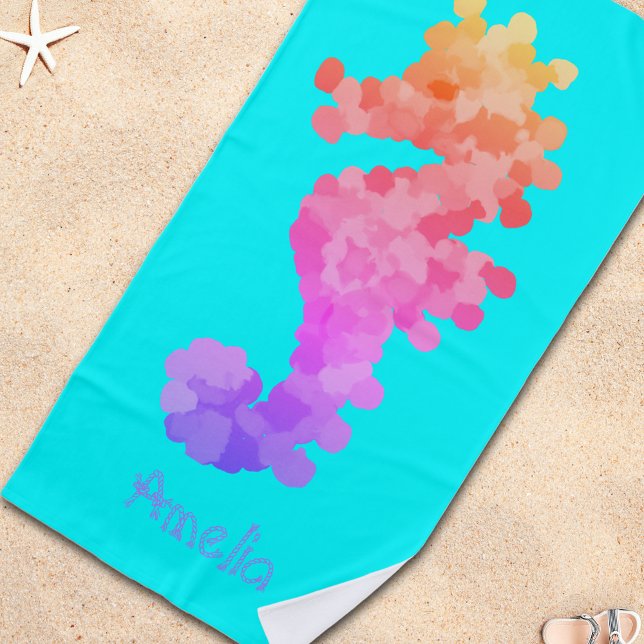 Toalha De Praia Rainbow Seacavalo Personalizado Beach Towel (It's time to get beach ready.)
