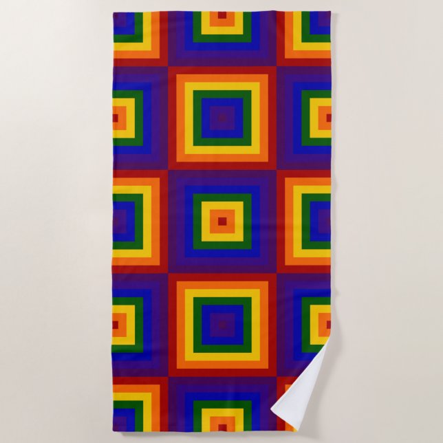 Toalha De Praia Rainbow Squares Beach Towel (Frente)