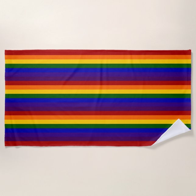 Toalha De Praia Rainbow Stripes Beach Towel (Frente)