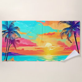 Toalha De Praia Rainbow Sunset Beach