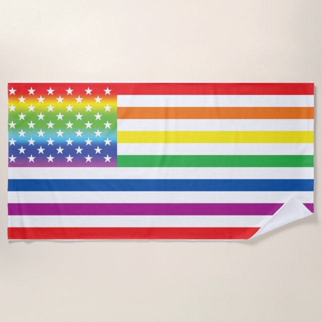 Toalha De Praia Rainbow US Flag LGBT Pride (Frente)