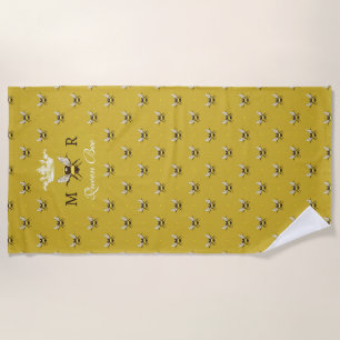 Toalha De Praia Rainha Bee Modern Vintage Monograma Beach Towel