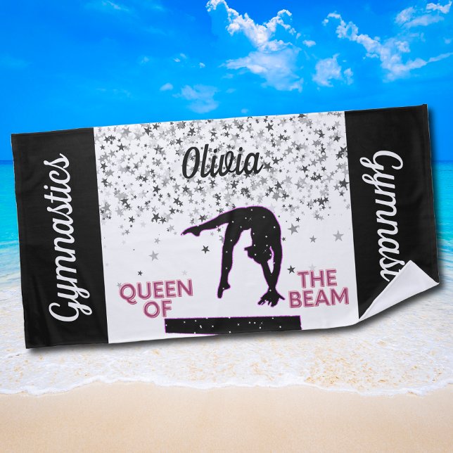 Toalha De Praia Rainha das Estrelas de Beam Silver (Queen of the Beam Gymnastics Beach Towel for Girls and Teens)