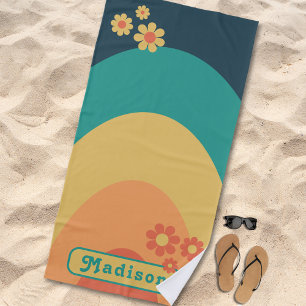 Toalha De Praia Ranhura Personalizada Da Arca Retral Vintage Laran