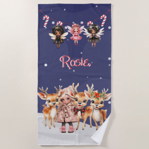 Toalha De Praia Rapariga de Natal Reindeer Candy Candy Fairies