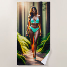 Toalha De Praia rapariga ultra realista da praia de bikini Towel