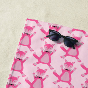 Toalha De Praia Raposa-Bebê Rosa bonito Patterada