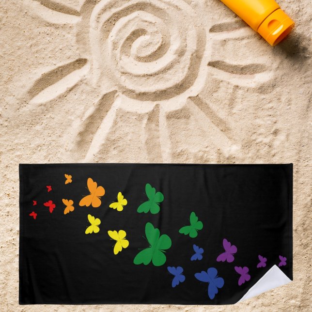 Toalha De Praia Rastreamento da Borboleta Arco-Íris LGBTQ (Criador carregado)