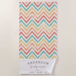 Toalha De Praia Reagrupamento familiar Vintage chevron personaliza