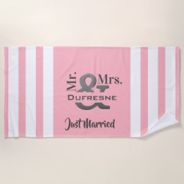 Toalha De Praia Recem casados/Aniversário personalizado "Sr. & Sra