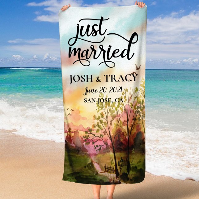 Toalha De Praia Recem casados, presentes noivos, presentes de Noiv (Just Married, Bride Gifts, Engagement Gifts Beach Towel)