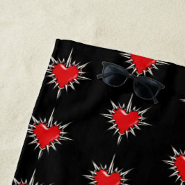 Toalha De Praia Red Chrome Spiked Heart Sigil Beach Towel