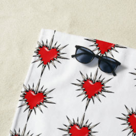 Toalha De Praia Red Chrome Spiked Heart Sigil Beach Towel