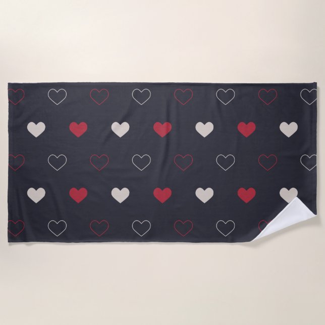 Toalha De Praia Red & dark Heart Seamless Pattern Cute Minimal (Frente)