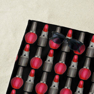 Toalha De Praia Red Lipstick Nail Polonês Makeup Cosmetics Beauty