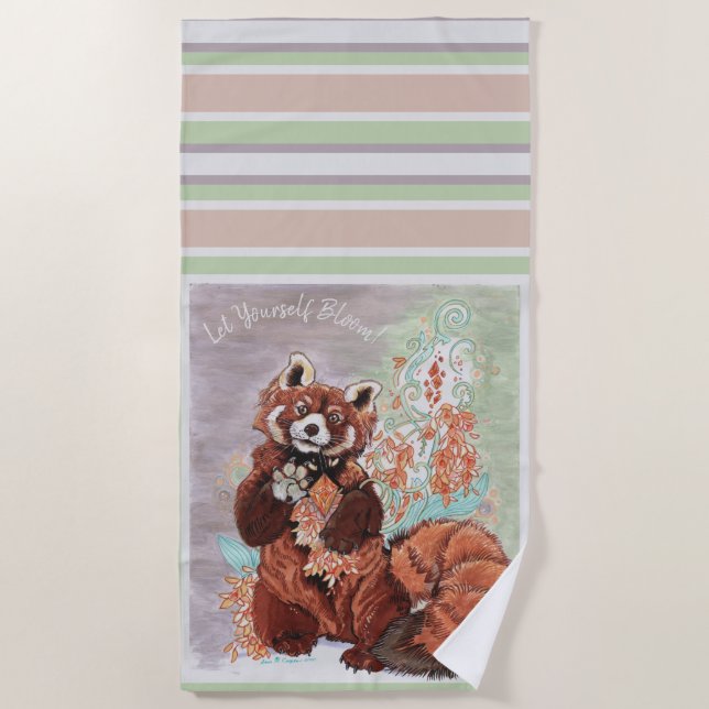 Toalha De Praia Red Panada Crystaline Vibes Art (Frente)