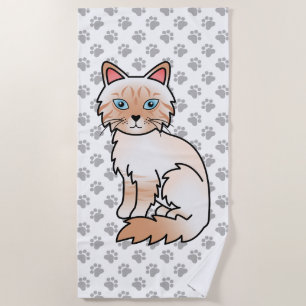 Toalha De Praia Red Point Tabby Birman / Ragdoll Cute Cat & Paws