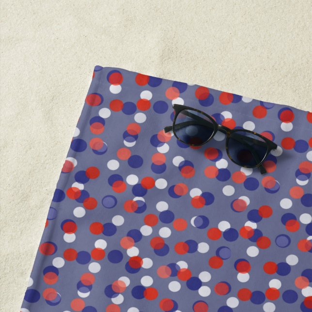Toalha De Praia red, white and blue polka dots (In Situ)