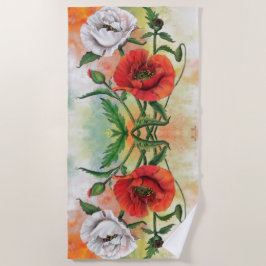 Toalha De Praia Red White Poppies Beach Towel
