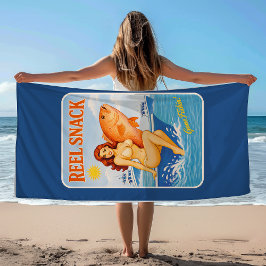 Toalha De Praia Reel Snack Retro Pin-Up Red Snapper Fishing Boater