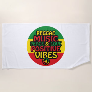 Toalha De Praia Reggae design com aspas positivas e sinalizador re