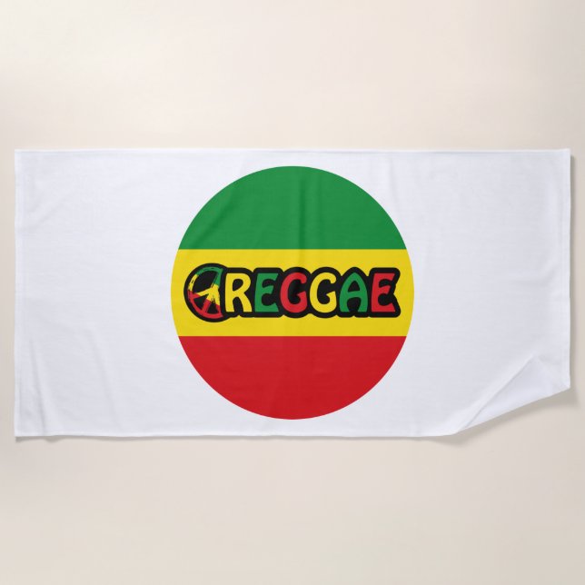 Toalha De Praia Reggae design com cores de sinalizador reggae (Frente)