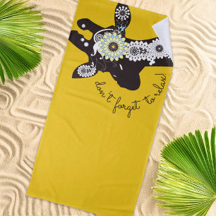 Toalha De Praia Relaxe - Girafa Amarela Divertida e Funky