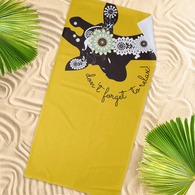 Toalha De Praia Relaxe - Girafa Amarela Divertida e Funky (Criador carregado)