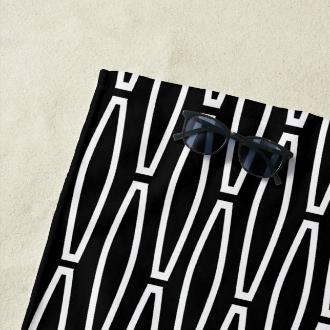 Toalha De Praia Repetição Geométrica Branca (In Situ)